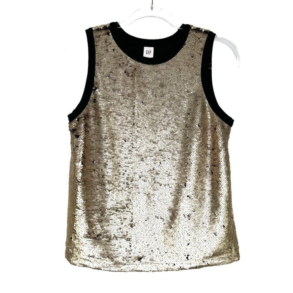 Gap Gold Sequin Tank Top Womens Size Small Dressy‎ Shell